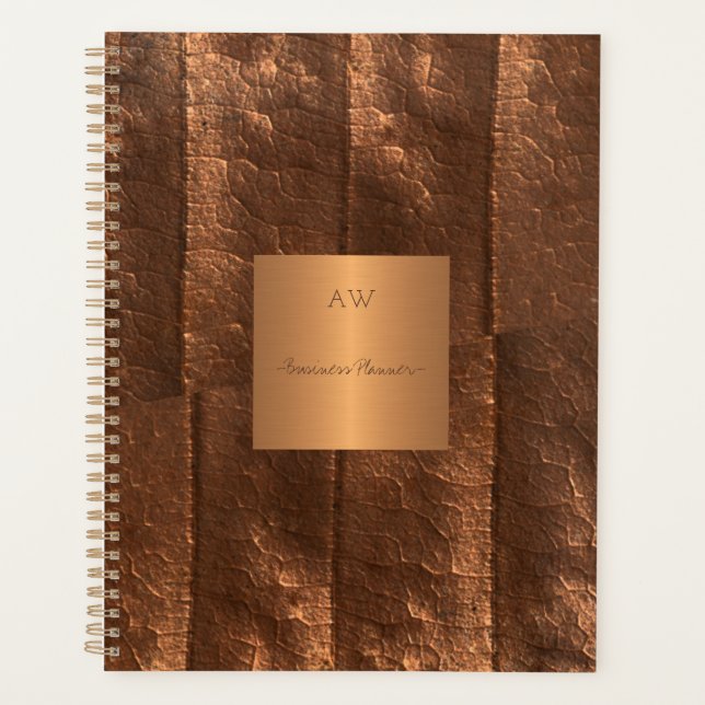 Copper metallic gold exclusive luxury monogrammed planner (Front)