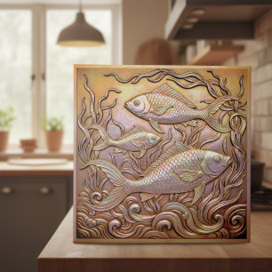 Copper Metallic Iridescent Fish ID1223 Tile