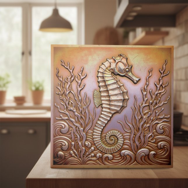 Copper Metallic Iridescent Seahorse D1223 Tile (Creator Uploaded)