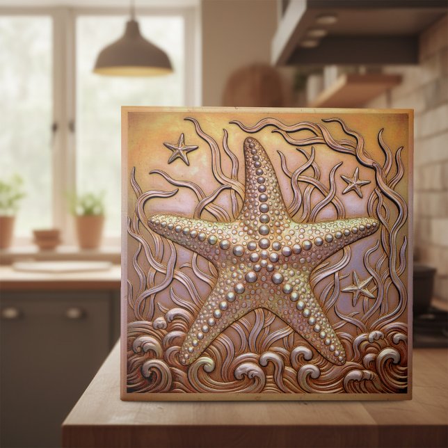 Copper Metallic Iridescent Starfish D1223 Tile (Creator Uploaded)
