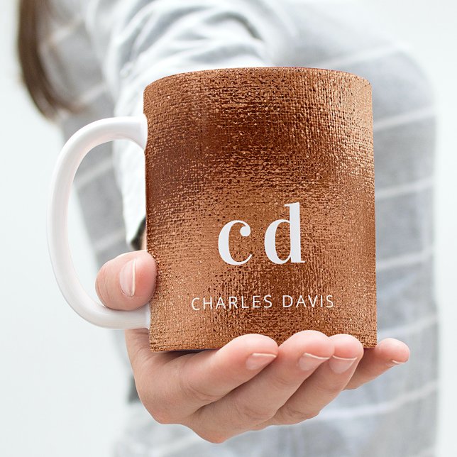 Copper metallic name initials coffee mug (Creator Uploaded)