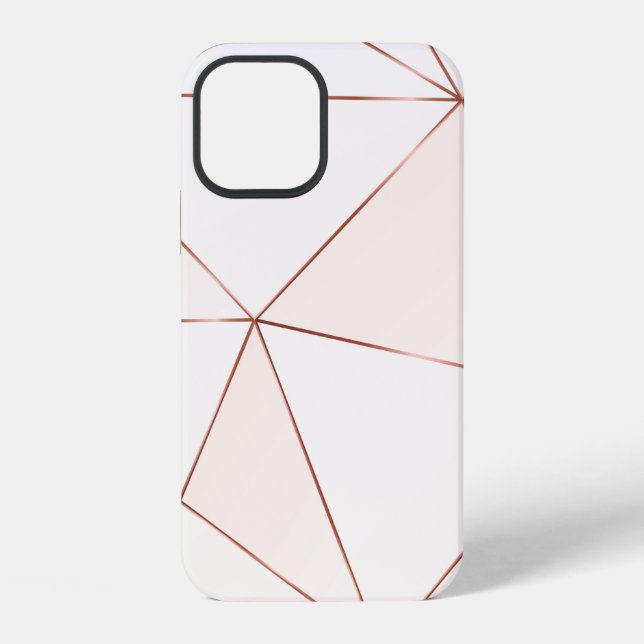 Copper metallic polygonal texture with bronze glit iPhone case (Back)