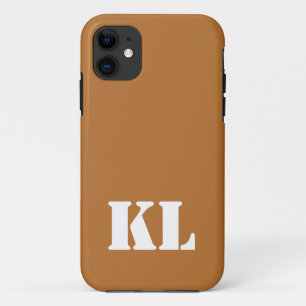 Copper Metallic Solid Colour   Minimalist Monogram iPhone 11 Case