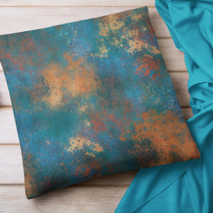 Copper Metallic Turquoise Distressed Cushion