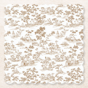Copper / Mocha Mousse Toile, Paper Coaster