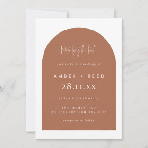Copper Modern Arch Minimal Wedding Tying the Knot Invitation