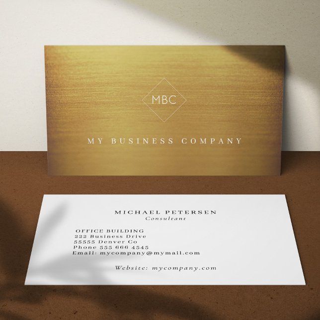 Copper modern elegant monogrammed simple business card (Creator Uploaded)