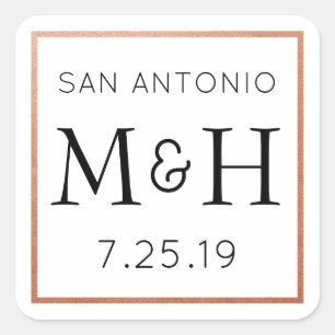 Copper Monogram Wedding Sticker Favour Label