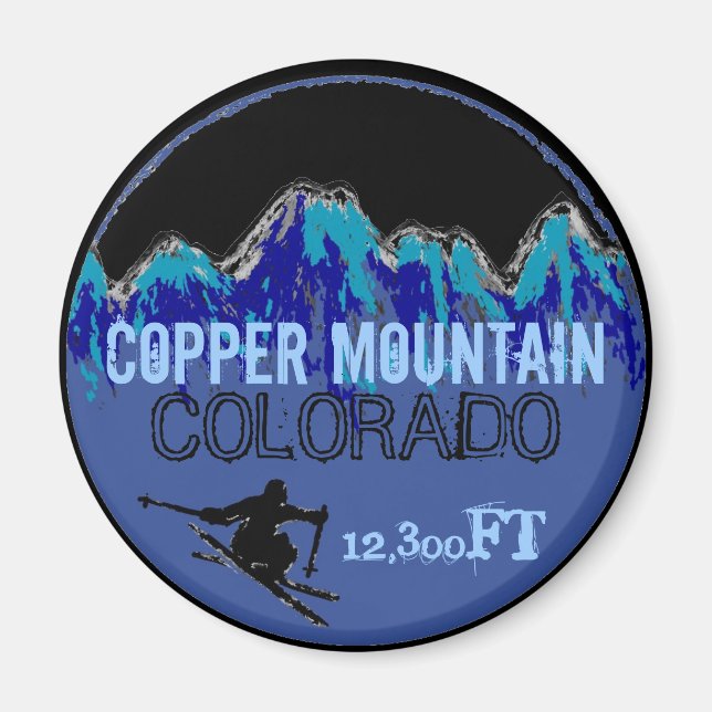 Copper Mountain Colorado blue ski art magnet (Front)