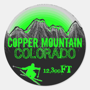 Copper Mountain Colorado green ski art stickers