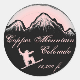 Copper Mountain Colorado pink snowboard stickers