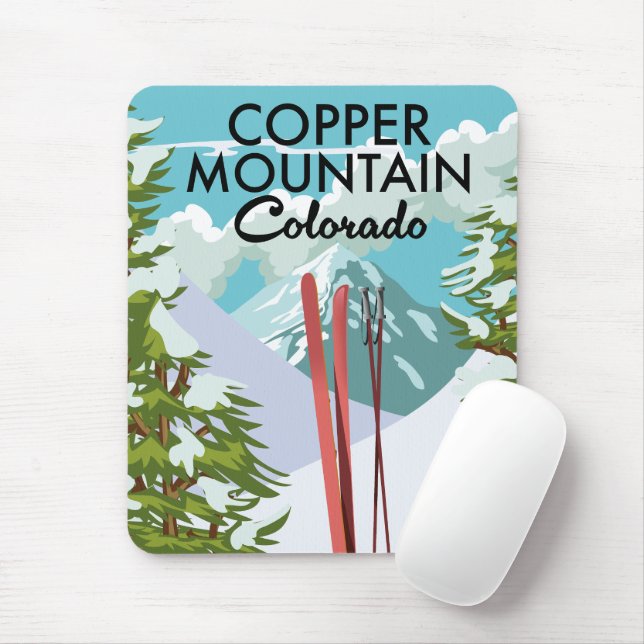 Copper Mountain Colorado Ski Mouse Mat (With Mouse)