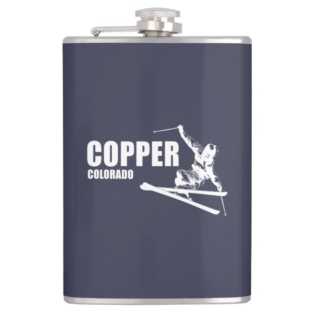Copper Mountain Colorado Skier Hip Flask (Front)