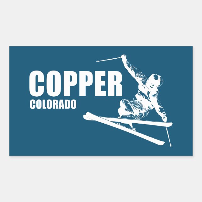 Copper Mountain Colorado Skier Rectangular Sticker (Front)