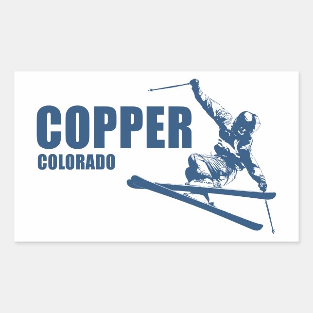 Copper Mountain Colorado Skier Rectangular Sticker (Front)
