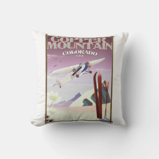 Copper Mountain colorado vintage poster Cushion
