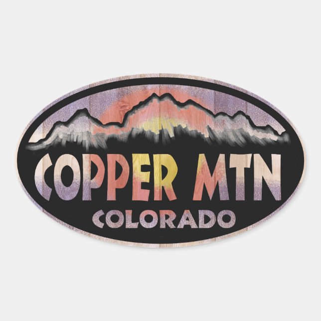 Copper Mountain Colorado wood flag oval stickers (Front)