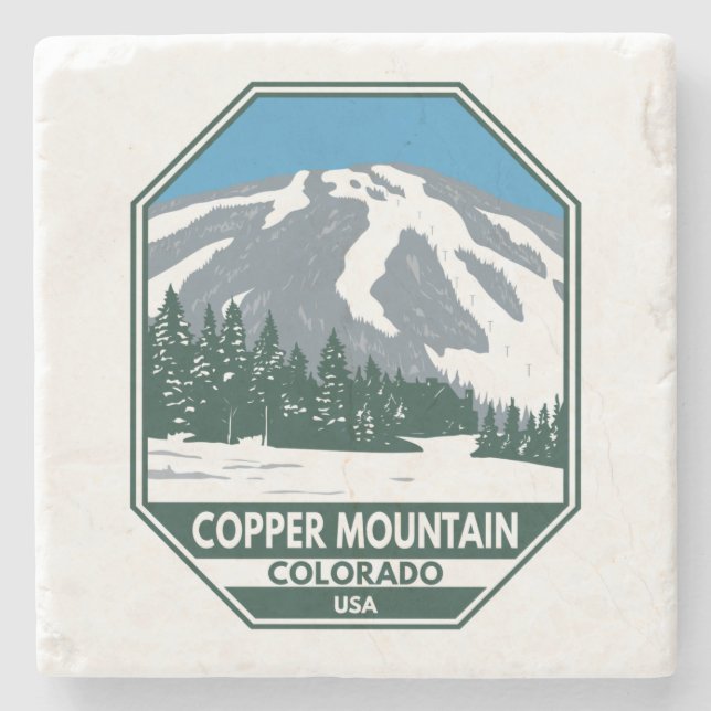 Copper Mountain Ski Area Colorado Stone Coaster (Front)