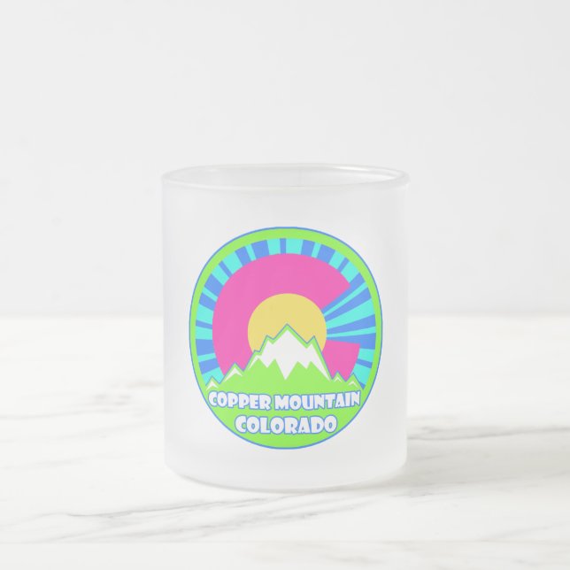 Copper Mtn Colorado neon mountains frosted mug (Center)