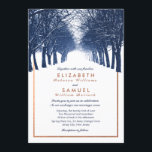 Copper Navy Winter Trees Avenue Wedding Invitation<br><div class="desc">Customise this lovely stylish modern Winter Wedding Invitation featuring an original image of a Navy Blue Winter Trees Avenue designed with a faux copper frame and white colour combination. Please note that copper is a colour print and is not a metallic foil. This version has name text in copper colour....</div>