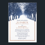 Copper Navy Winter Trees Avenue Wedding Invitation<br><div class="desc">Customise this lovely stylish modern Winter Wedding Invitation featuring an original image of a Navy Blue Winter Trees Avenue designed with a faux copper frame and white colour combination. Please note that copper is a colour print and is not a metallic foil. This version has name text in copper colour....</div>