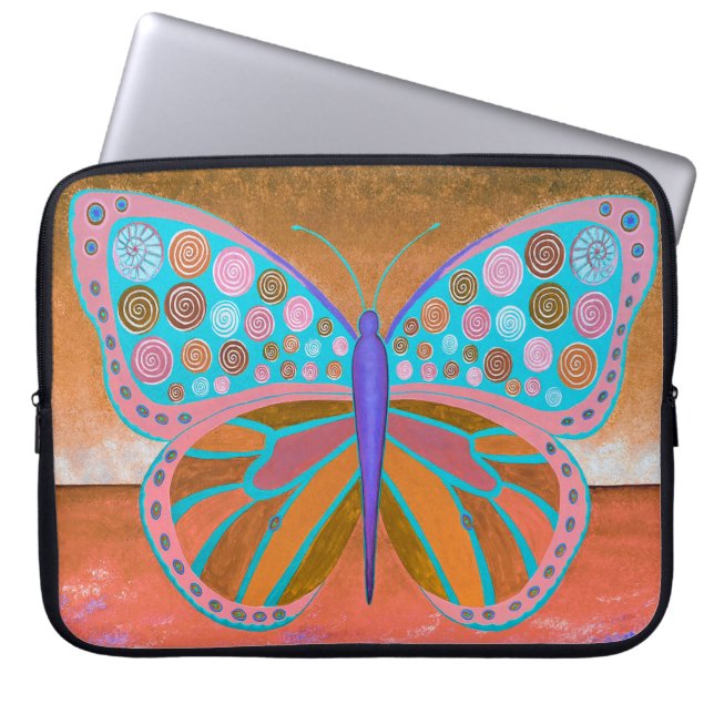 Copper Ocean Butterfly Laptop Sleeve (Front)