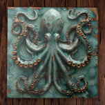 Copper Octopus Teal Tile<br><div class="desc">Immerse your space in maritime charm with our captivating Copper Octopus Teal Ceramic Tile. Crafted with intricate detail, this tile features a striking copper octopus against a backdrop of serene teal hues, evoking the depths of the ocean. Perfect for adding a touch of nautical elegance to your kitchen backsplash, bathroom...</div>