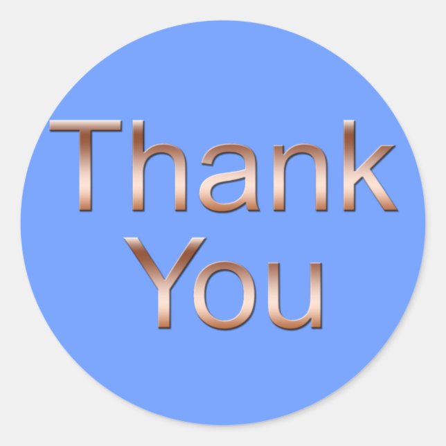 Copper on Blue Thank You Stickers (Front)