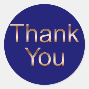 Copper on Dark Blue Thank You Stickers