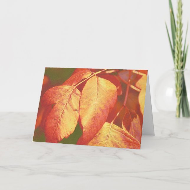 Copper Orange Fall Leaves Art Note Card (Front)
