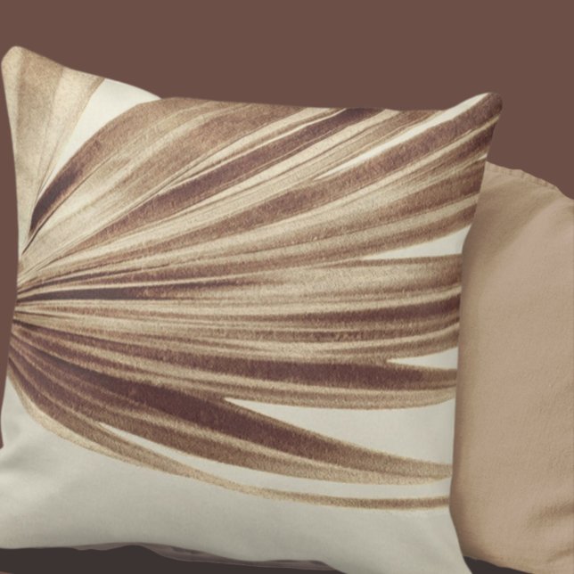 Copper Palm Leaf | Modern Minimalist Abstract Cushion (Creator Uploaded)