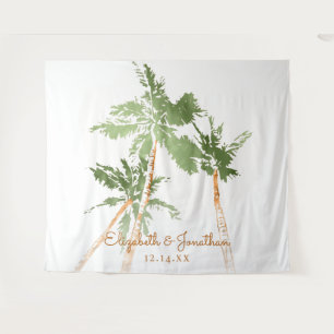 Copper Palms Beach Wedding Photo Booth Backdrop Tapestry