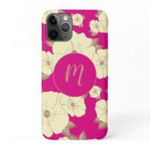 Copper Pastel Yellow Floral on Fuchsia background