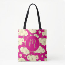 Copper Pastel Yellow Floral on Fuchsia pink