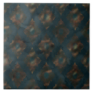 Copper Patina Damask Watercolor Pattern  Tile
