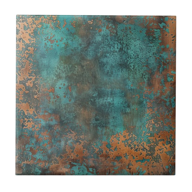 Copper Patina Metallic Rustic  Tile (Front)