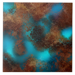 Copper Patina Rusted Damask  Tile