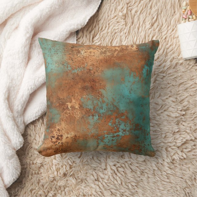 Copper Patina Rustic Metallic  Cushion (Blanket)