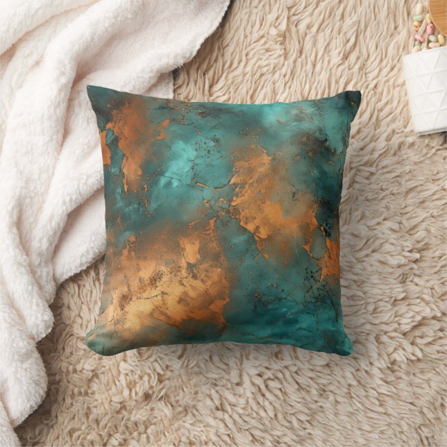 Copper Patina Rustic Metallic  Cushion (Blanket)