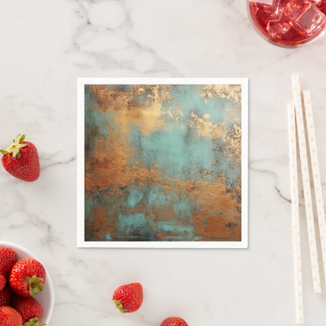 Copper Patina Rustic Metallic  Napkin (Insitu)