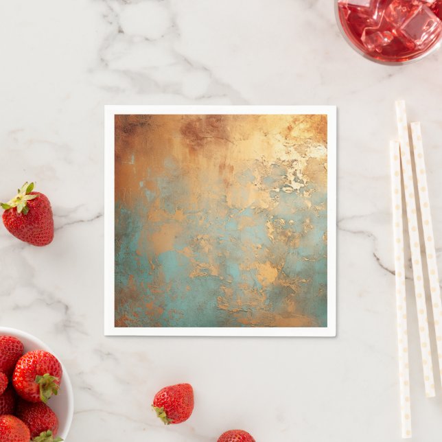 Copper Patina Rustic Metallic  Napkin (Insitu)