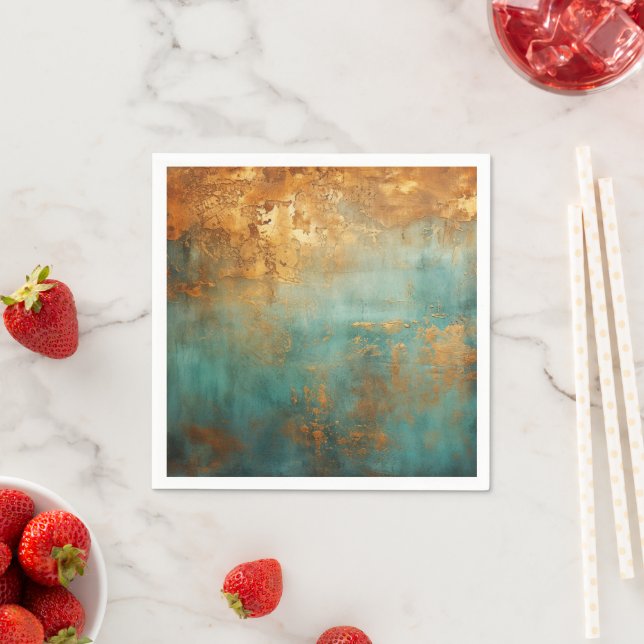 Copper Patina Rustic Metallic  Napkin (Insitu)