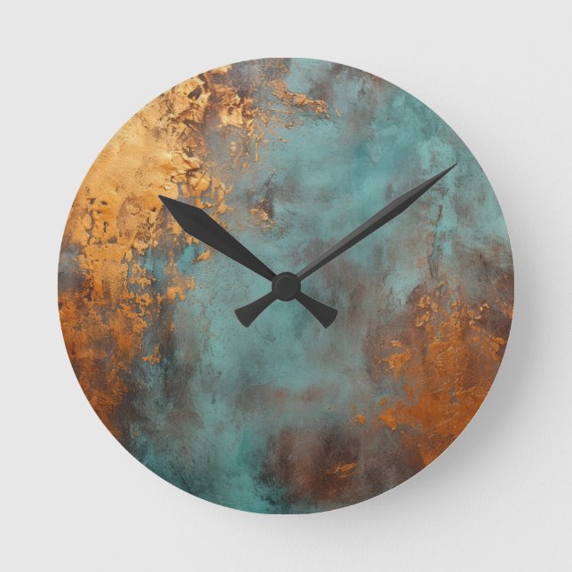 Copper Patina Rustic Round Clock (Front)