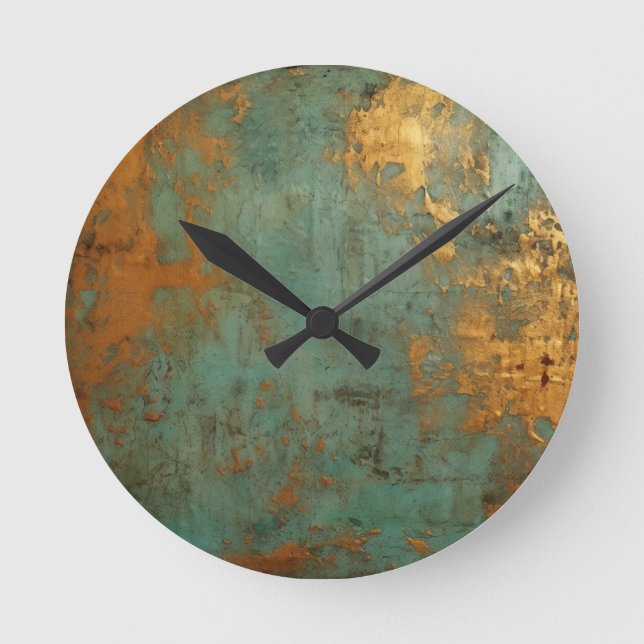 Copper Patina Rustic Round Clock (Front)