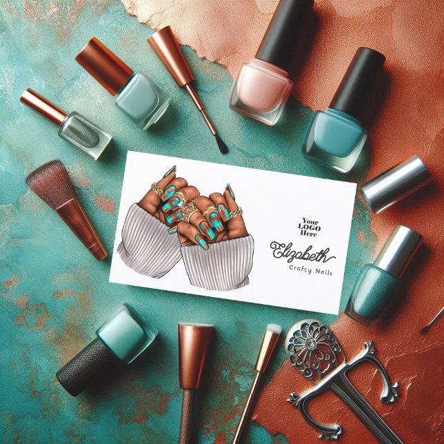 Copper Patina Turquoise Grunge Black Woman Salon Business Card (Copper Patina Turquoise Grunge Black Woman Salon Business Card)