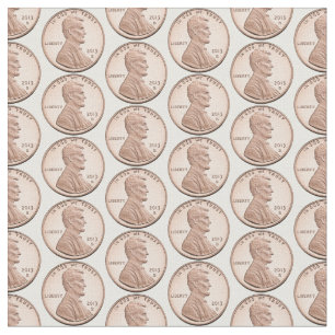 Copper Penny Coin Pattern – Lincoln Cent Design Fabric