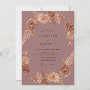 Copper Peony Wedding Invitation