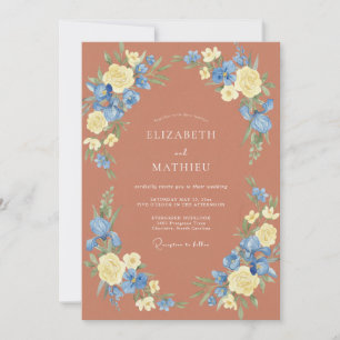 Copper Periwinkle Painted Wedding Invitation