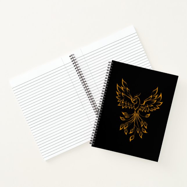 Copper Phoenix Rises on Black  Notebook (Inside)