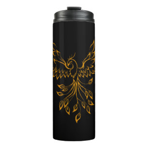 Copper Phoenix Rises on Black  Thermal Tumbler